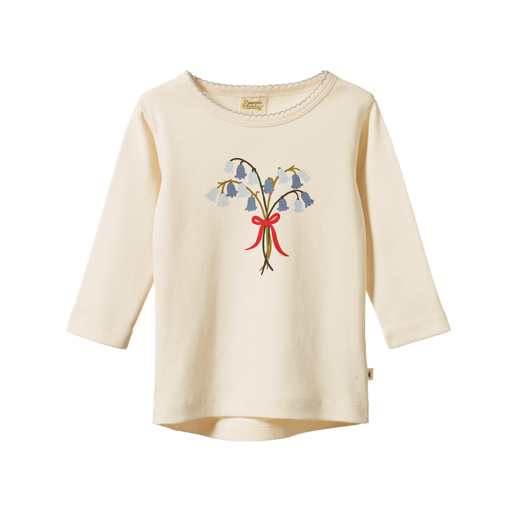 LONG SLEEVE CLOUD TEE - Bluebell Natural Print | Nature Baby