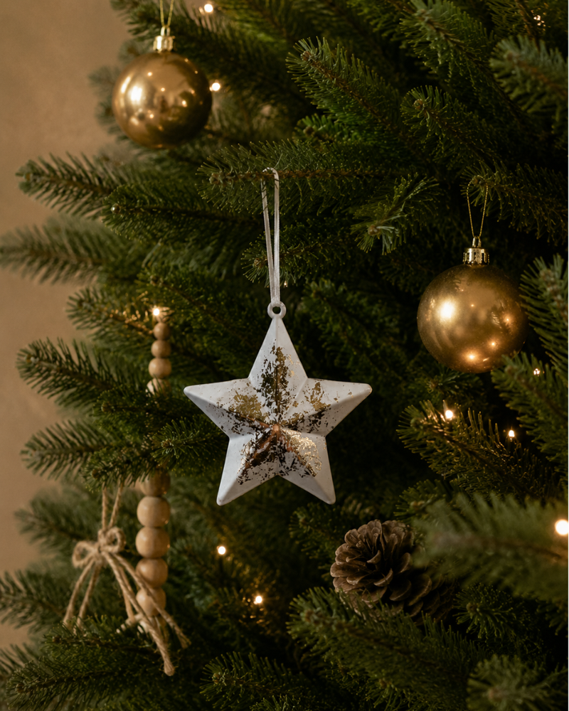 White Star Tree Decoration with Gold Foil | Stellar Haus