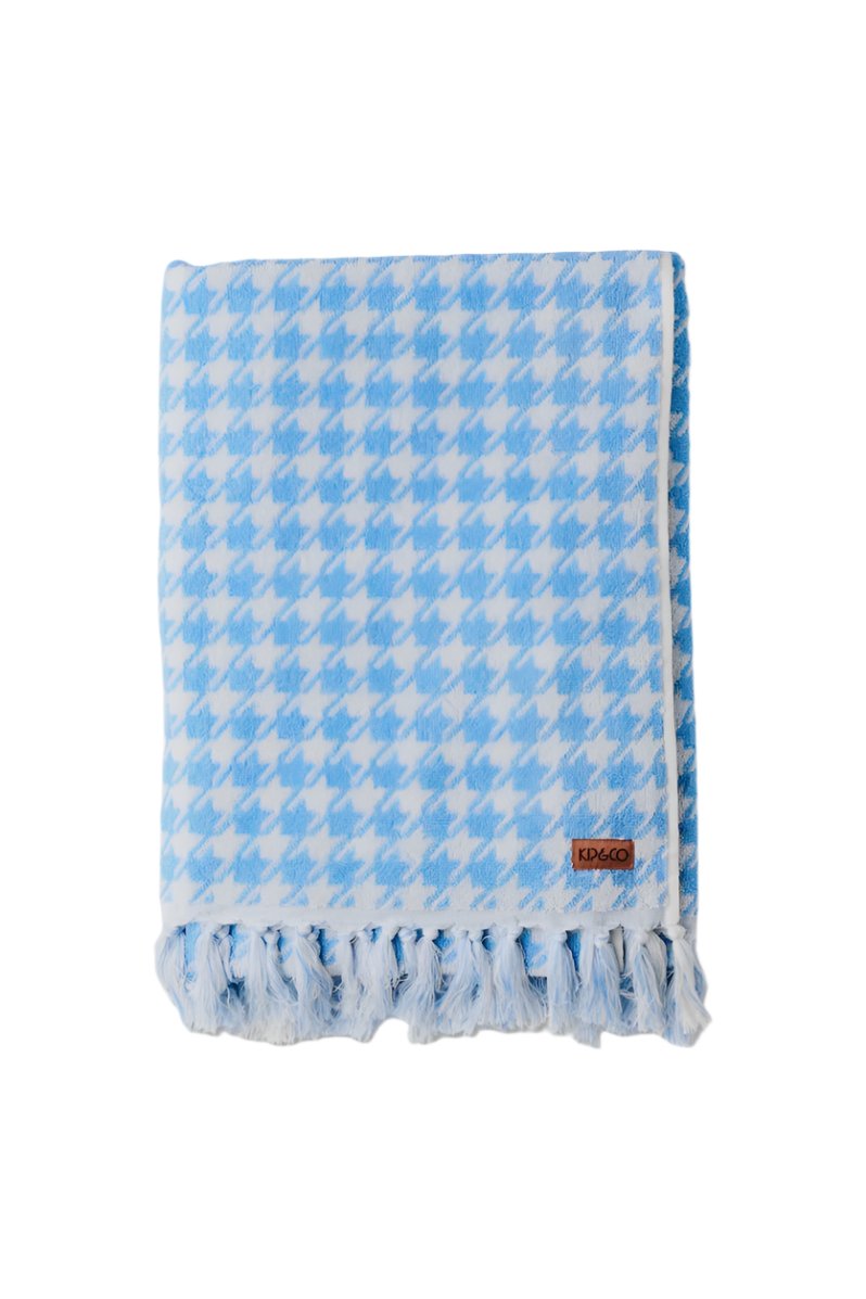 Houndstooth Blue Terry Hand Towel One Size | Kip & Co