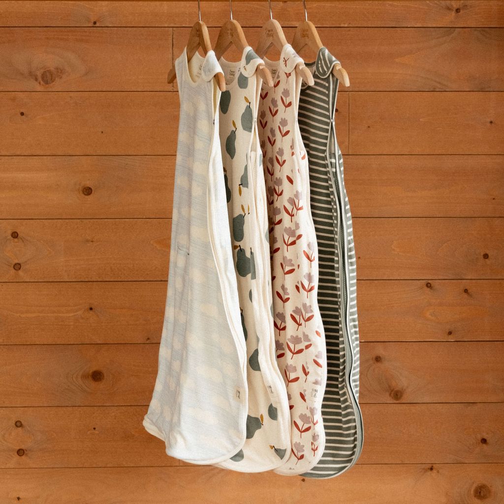 ORGANIC COTTON & MERINO SLEEPING BAG - Pear Print -  3-24M | Nature Baby