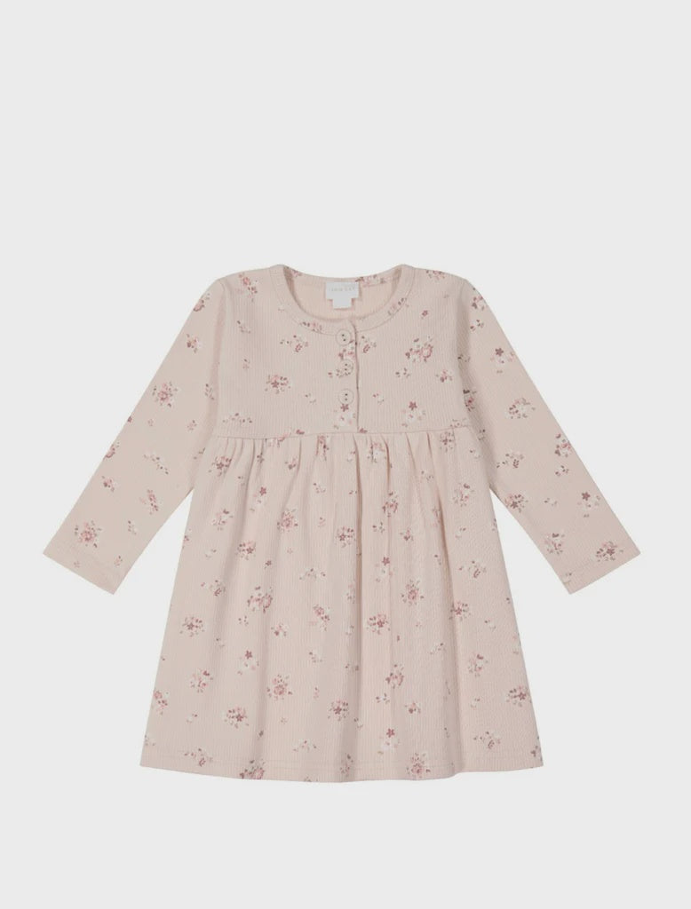 Organic Cotton Fine Rib Bridget Dress - Petite Fleur Soft Peony | Jamie Kay