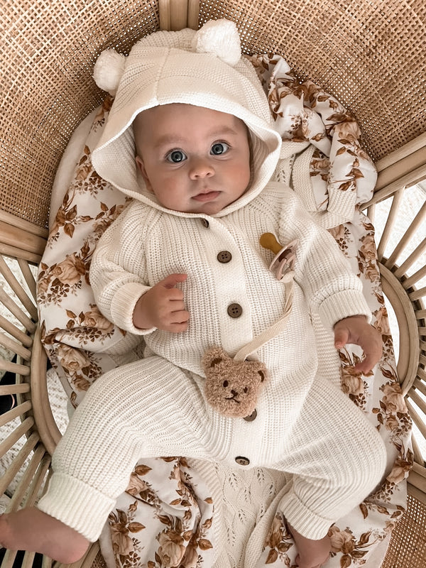 Knitted Cotton Classic Hoodie - Milk | Little B's