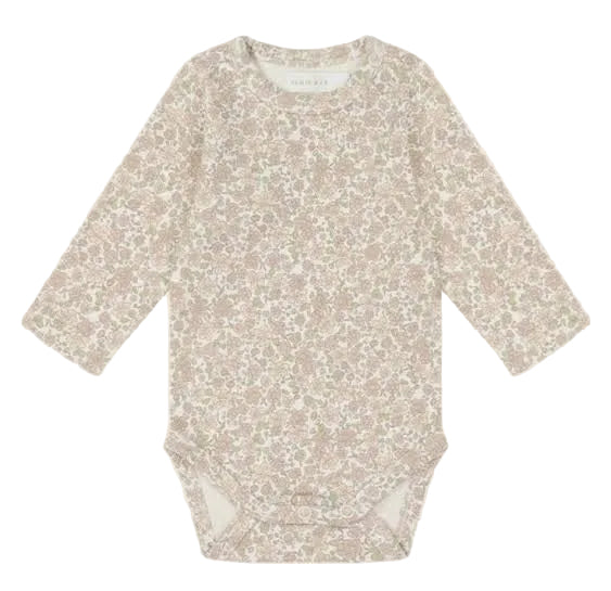 Organic Cotton Long Sleeve Bodysuit - Chloe Floral Tofu | Jamie Kay