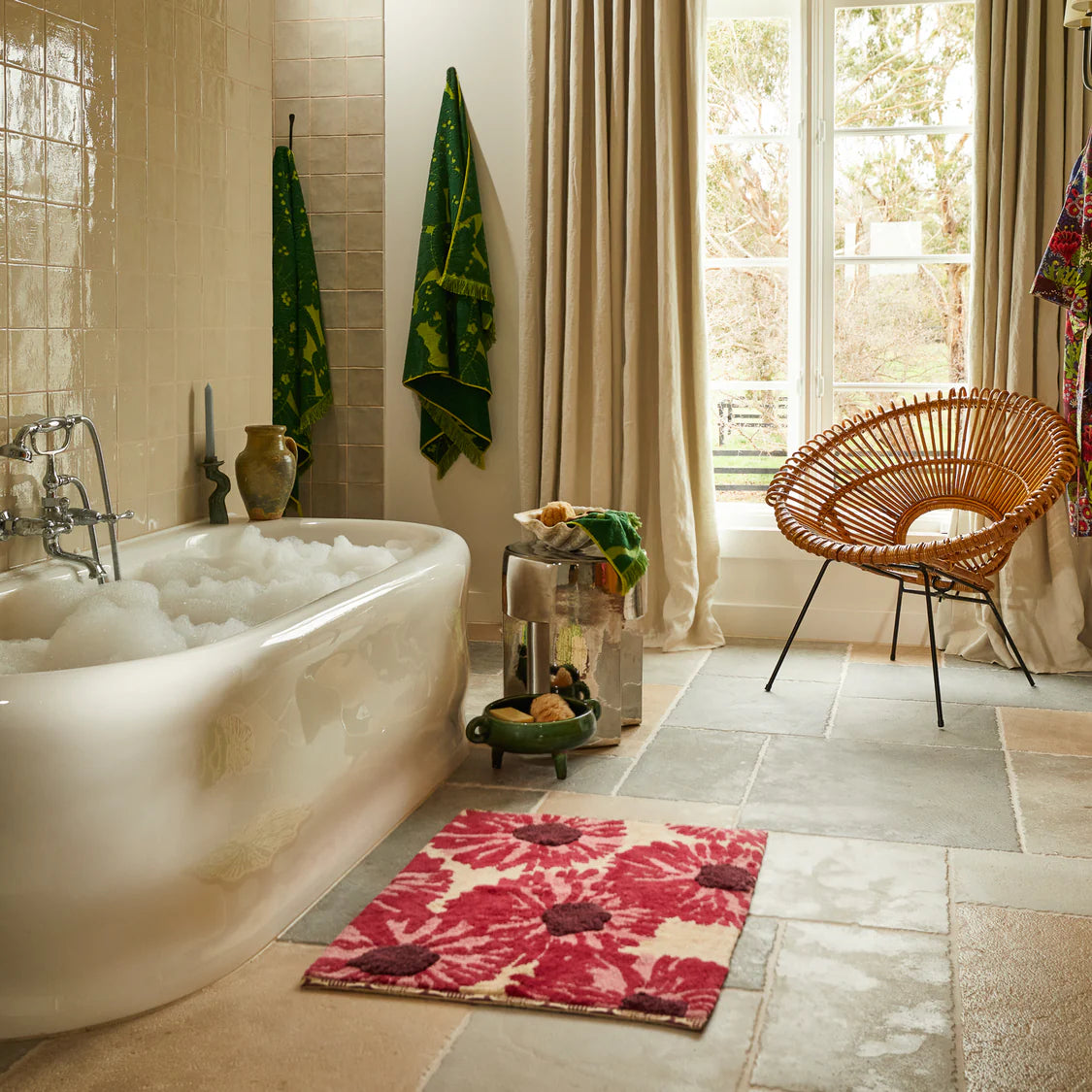 Isabella Bath Mat - Crimson | Sage x Clare