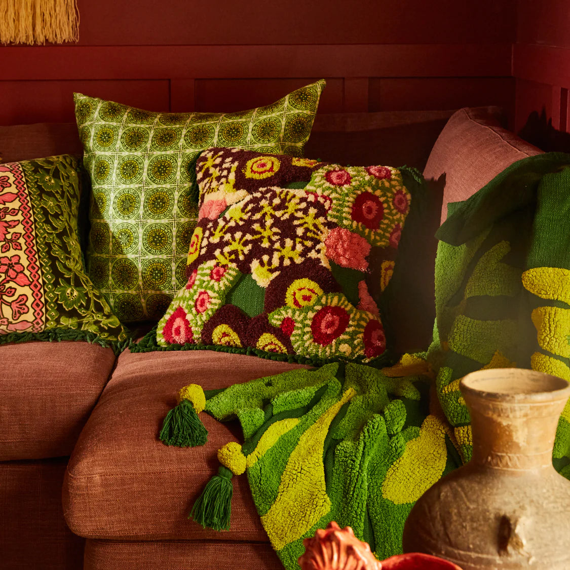 Cora Tufted Cushion - Kelp Feather Insert | Sage x Clare