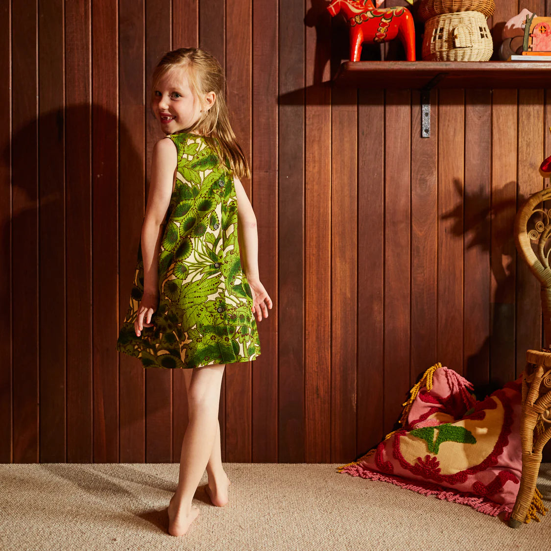 Lucia Kids Shift Dress | Sage x Clare