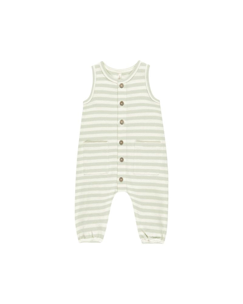 Waffle Jumpsuit || Mint Stripe | Quincy Mae