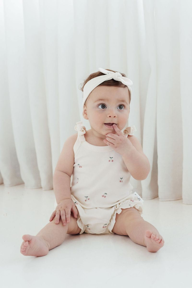 Cherry Bubble Romper || Natural | Aster & Oak