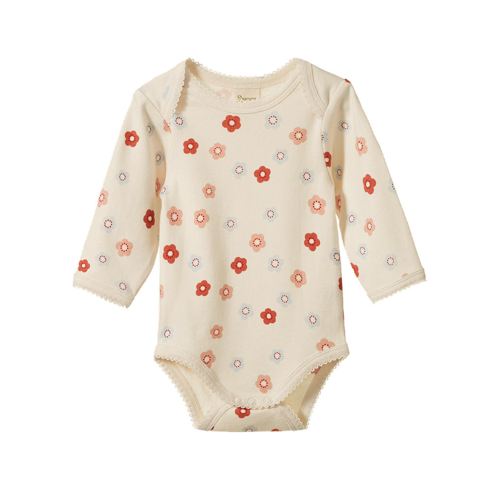 LONG SLEEVE BODYSUIT - Petite Flora Stamp Print | Nature Baby