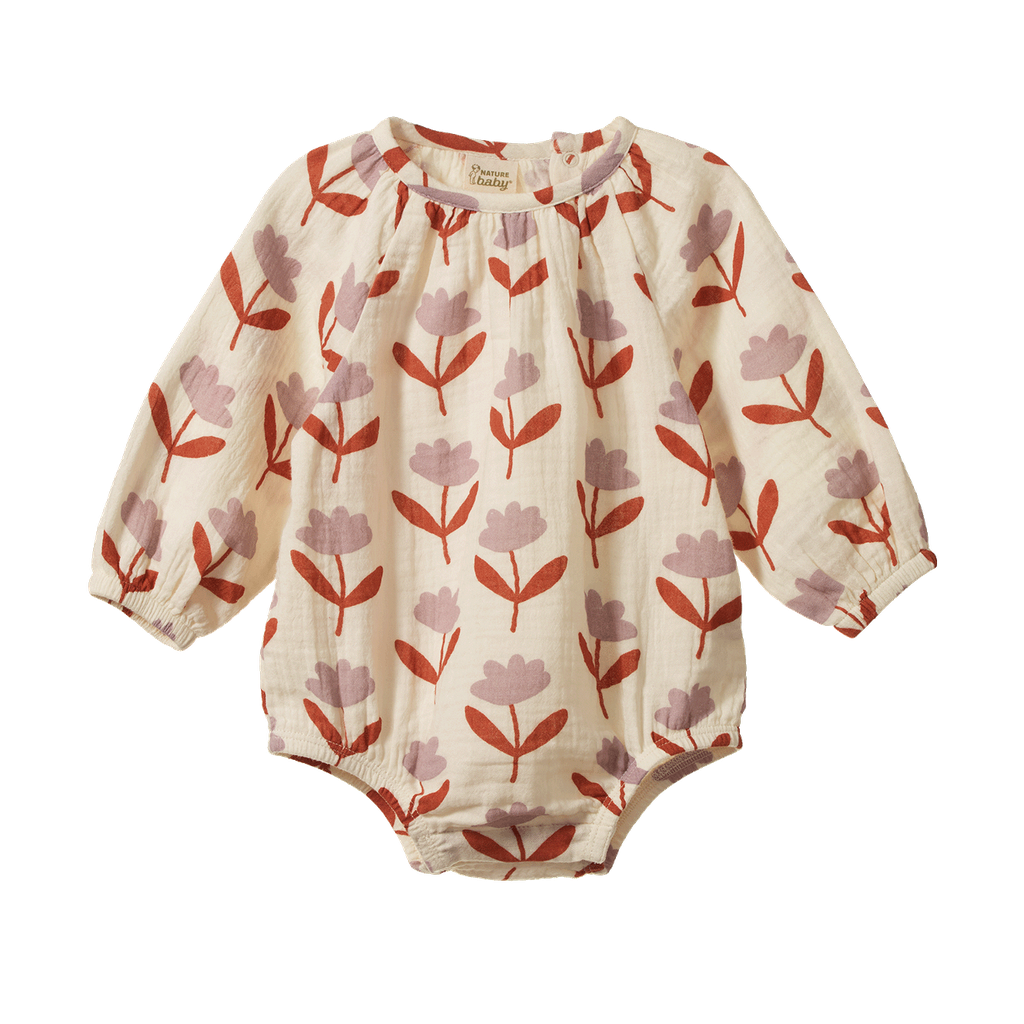 MEADOW BODYSUIT MUSLIN - Fleurette Print | Nature Baby