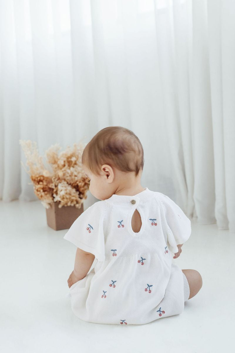 Cherry Knit Romper || Natural | Aster & Oak