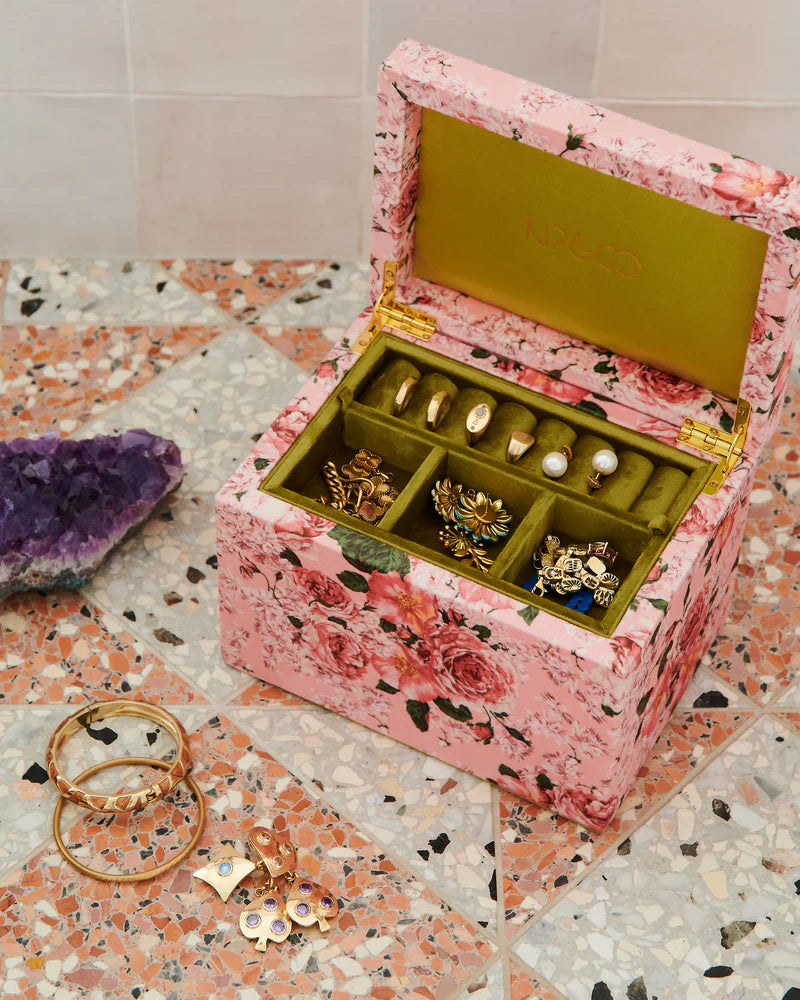 Rose Garden Velvet Jewellery Box Large | Kip & Co