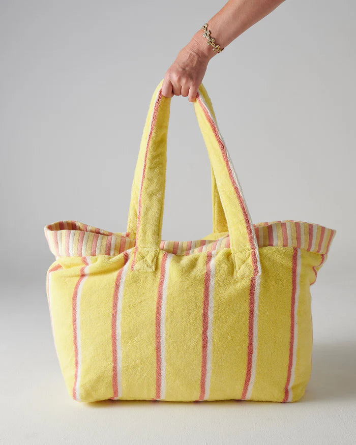 Pina Colada Stripe Terry Oversized Beach Bag One Size | Kip & Co