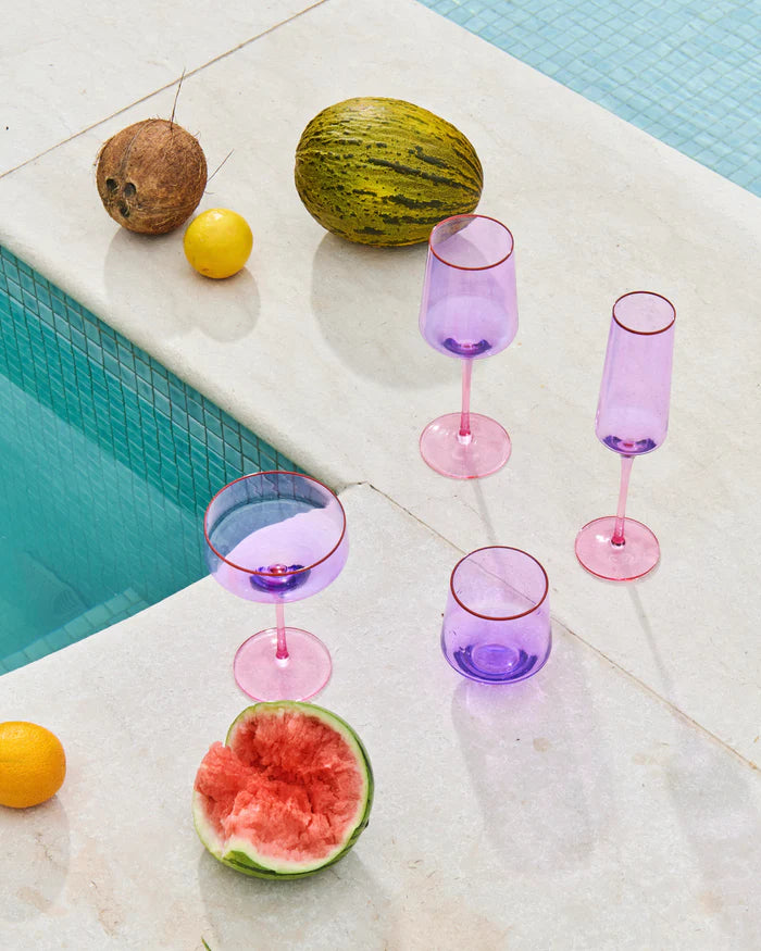 Lilac Colour Block Vino Glass 2P Set | Kip & Co