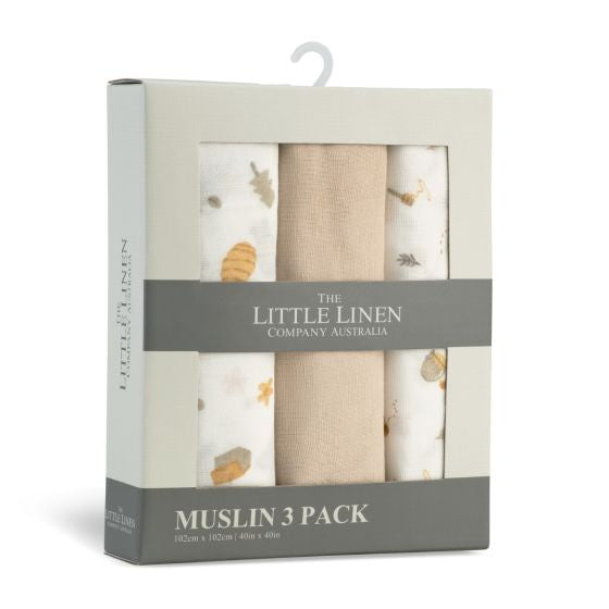 Muslin 3pk - Nectar Bear | The Little Linen Company