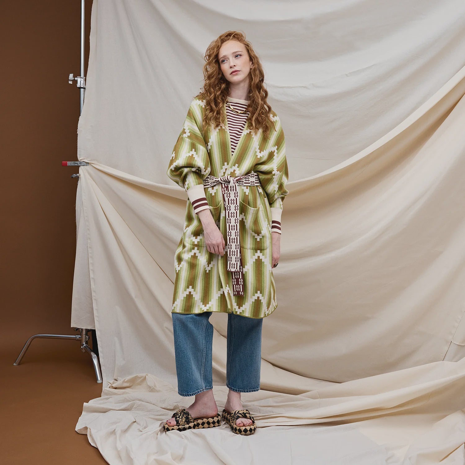 Nisha Jacquard Robe | Sage x Clare