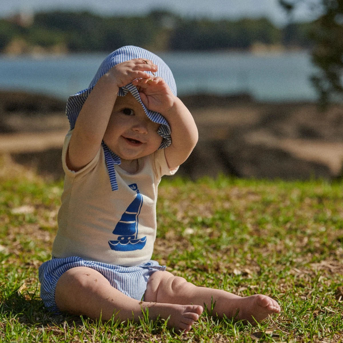 ARIE SHORTS LINEN. Blue Stripe | Nature Baby