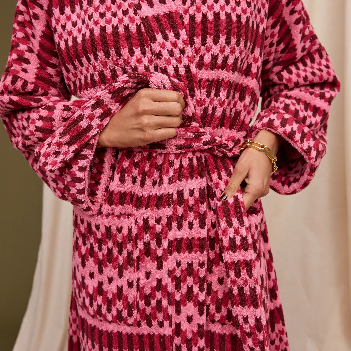 Arlette Towelling Robe - Cosmo Pink | Sage x Clare