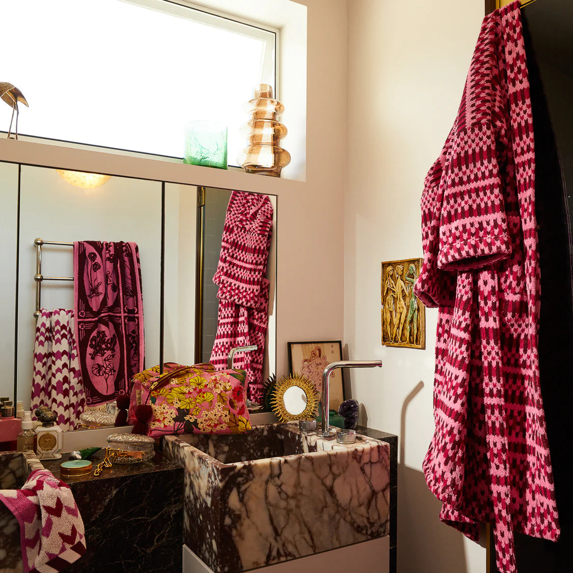 Arlette Towelling Robe - Cosmo Pink | Sage x Clare