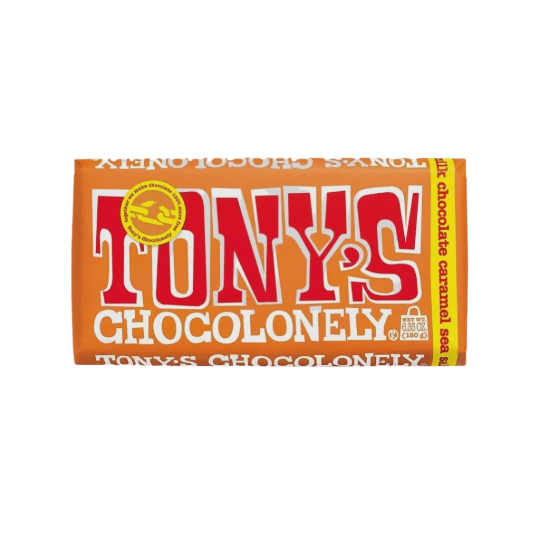 Tony's Chocolonely 32% Milk Chocolate Caramel Sea Salt 180g bar | Tony's Chocolonely