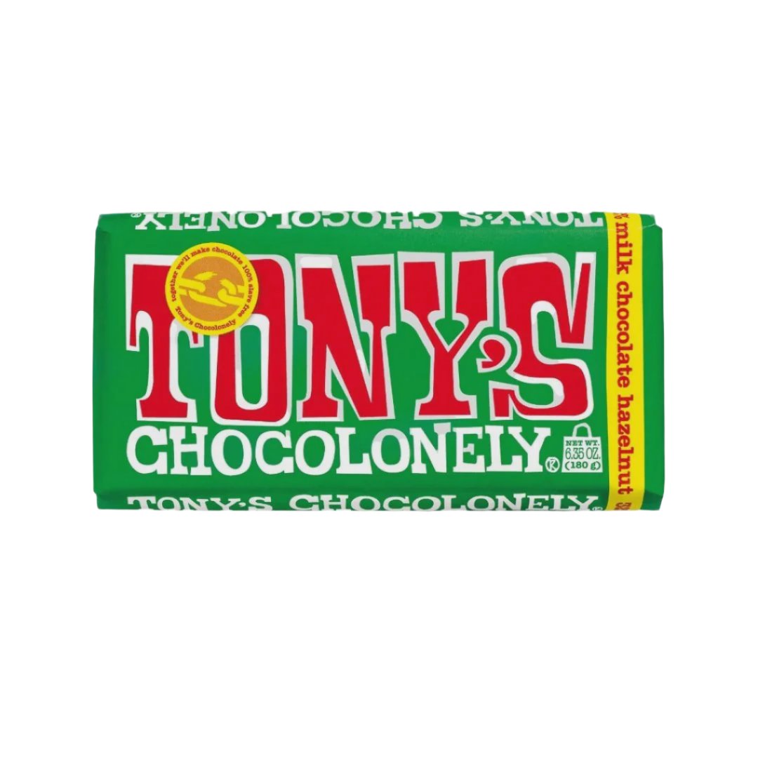 Tony's Chocolonely 32% Milk Chocolate Hazelnut 180g bar