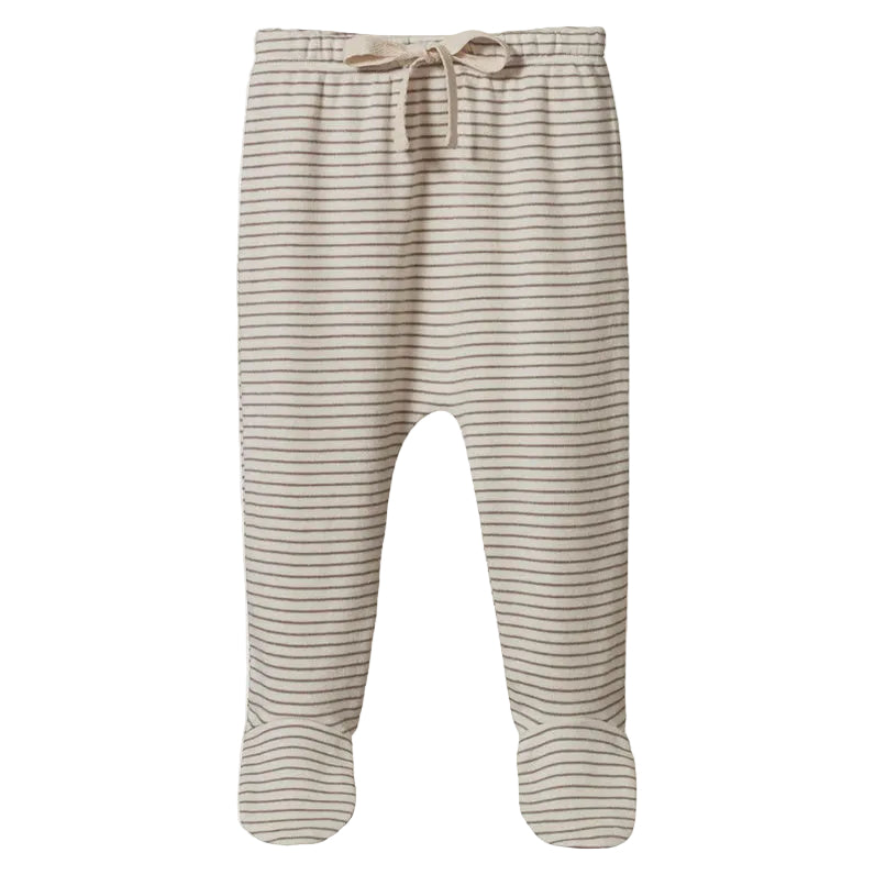 FOOTED ROMPERS - Mushroom Pinstripe | Nature Baby