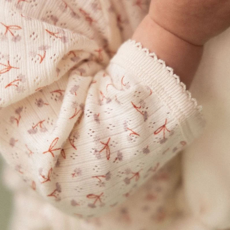 LONG SLEEVE BODYSUIT POINTELLE - Dandelion  Print | Nature Baby