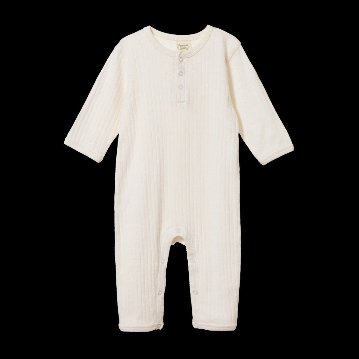 Pointelle Henley Sleep Suit | Natural | Nature Baby