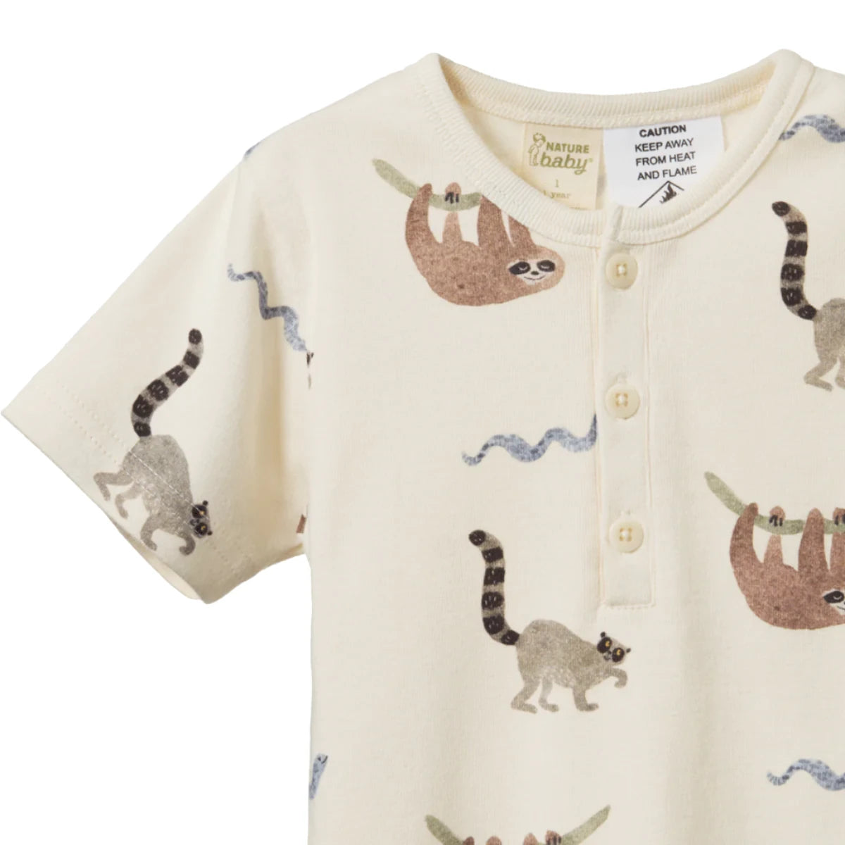 Short Sleeve Pyjama Set- Sloth Snuggle Print | Nature Baby