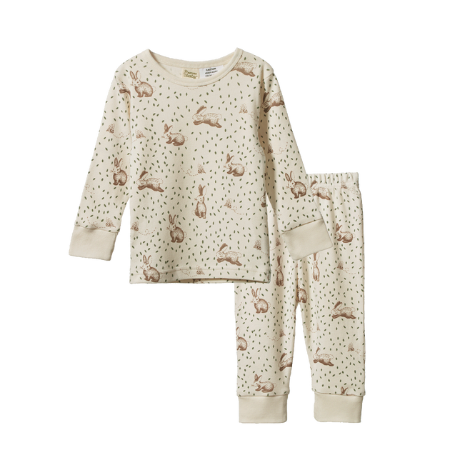 2PC LONG SLEEVE PYJAMAS - Rabbitty Print | Nature Baby