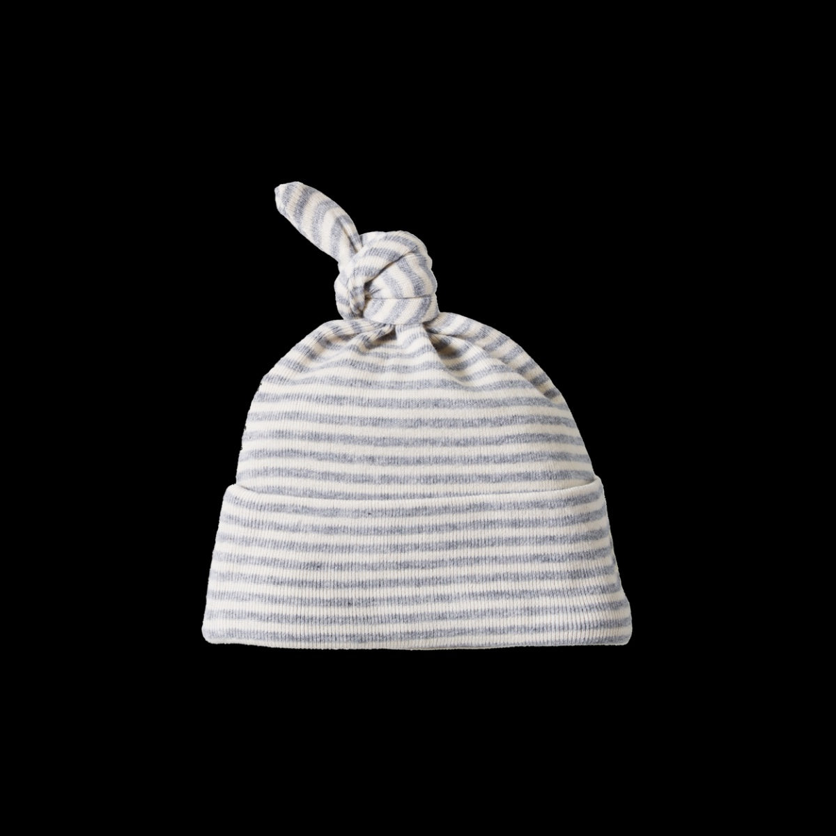 COTTON KNOTTED BEANIE -  Grey Marl Stripe | Nature Baby