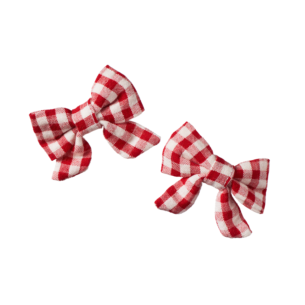 BOW HAIR CLIPS 2 PACK. Red Check - Small | Nature Baby
