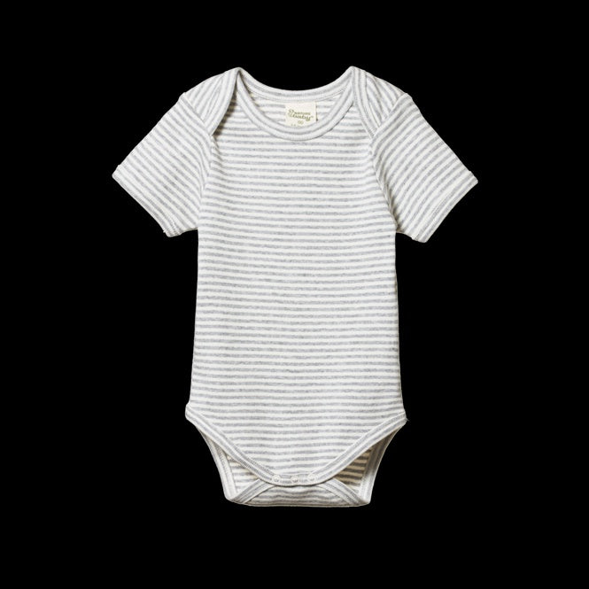 Short Sleeve Bodysuit - Grey Marl | Nature Baby