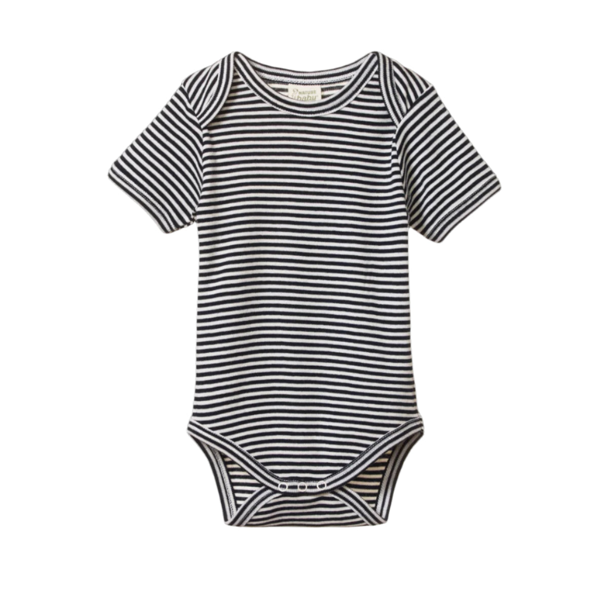 SHORT SLEEVE BODYSUIT - Navy Stripe  | Nature Baby