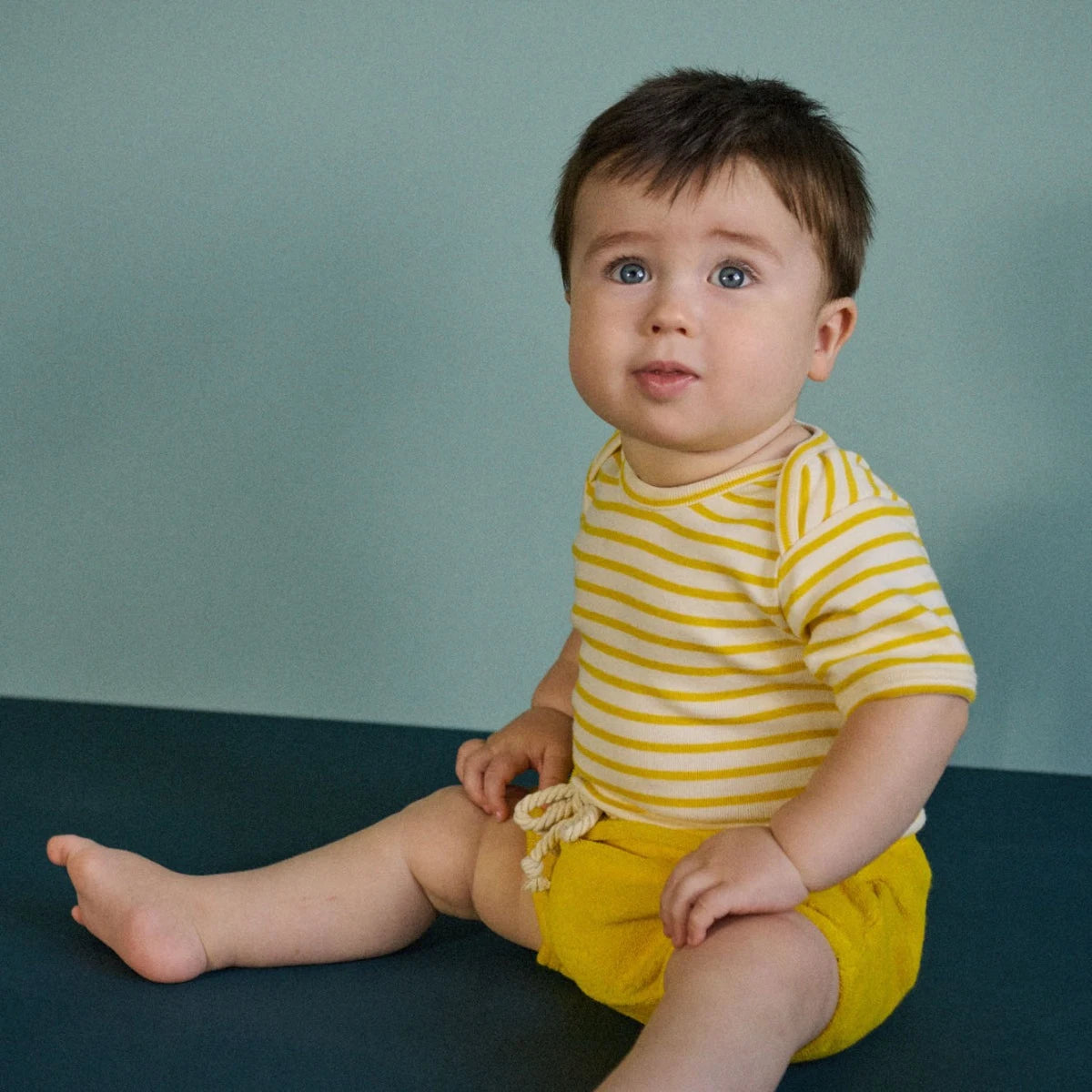 SHORT SLEEVE BODYSUIT - Sunburst Sailor Stripe | Nature Baby