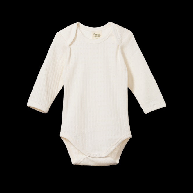 Pointelle Long Sleeve Bodysuit - Natural | Nature Baby