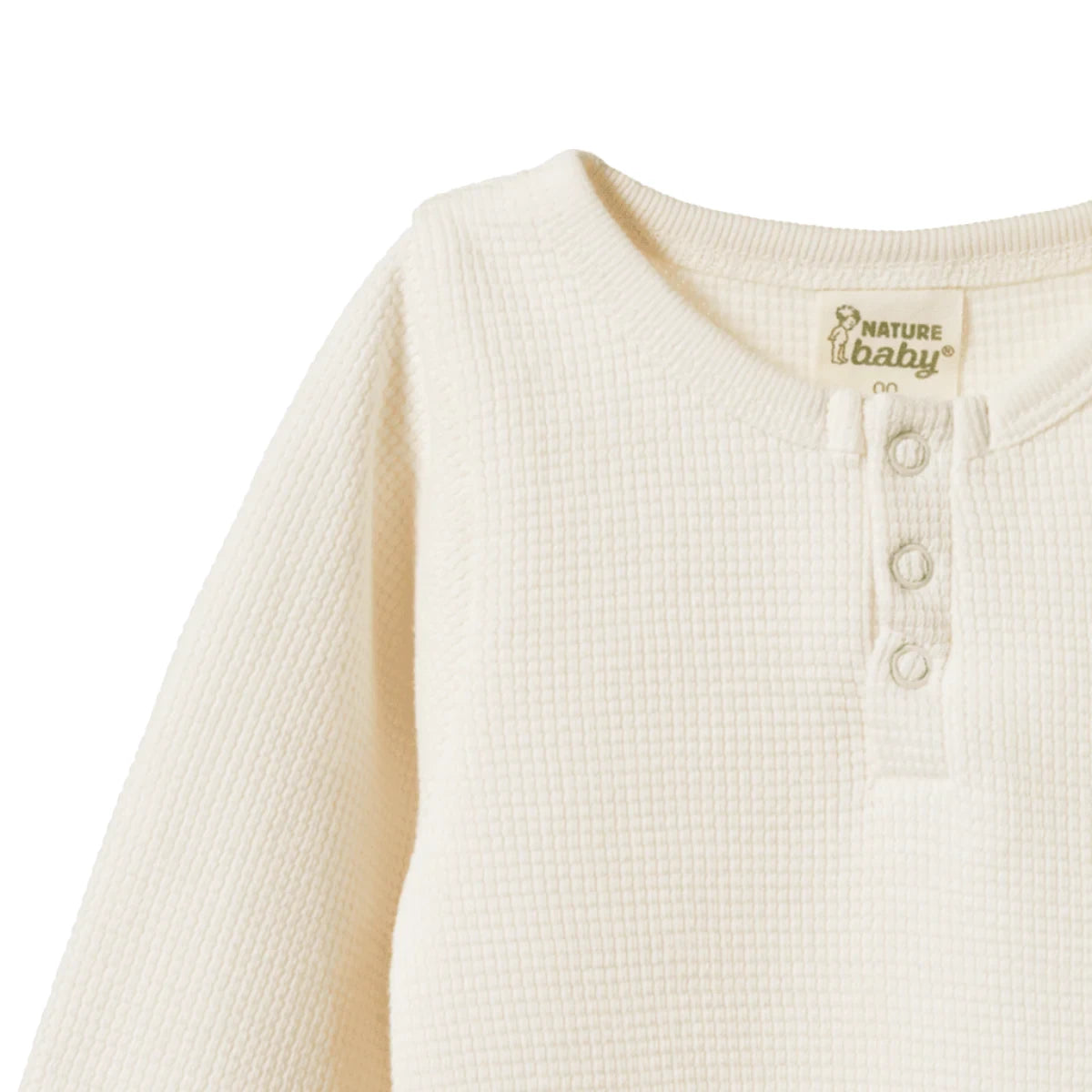 Waffle Henley Long Sleeve Bodysuit | Nature Baby