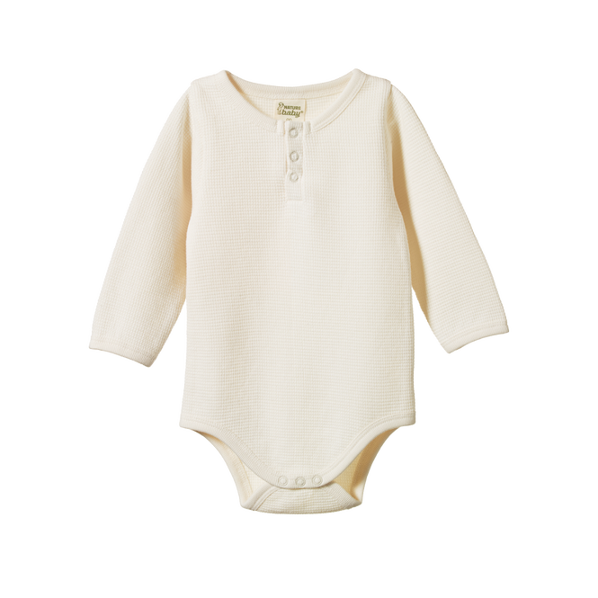 Henley L/S Bodysuit Waffle Natural |Nature Baby