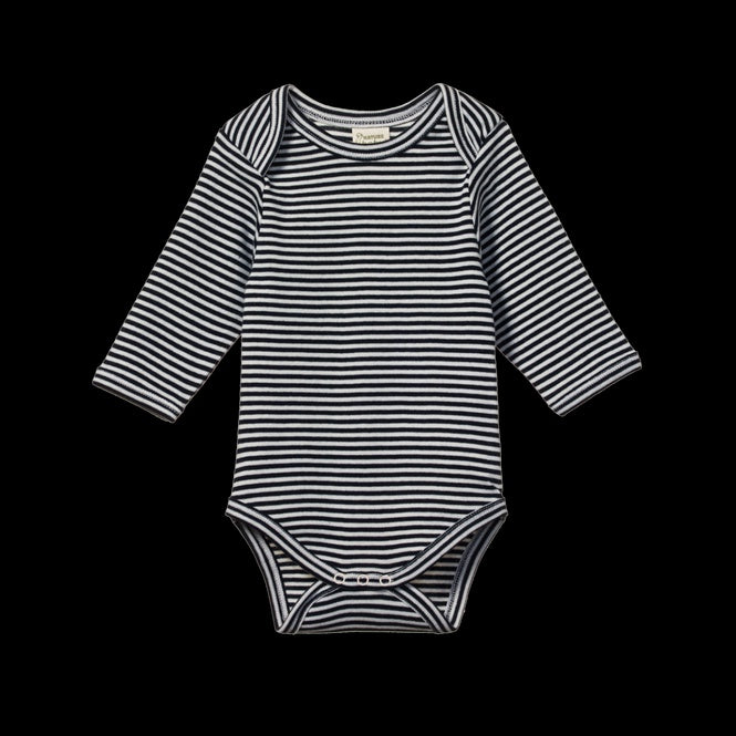 Cotton Long Sleeve Bodysuit - Navy Stripe | Nature Baby