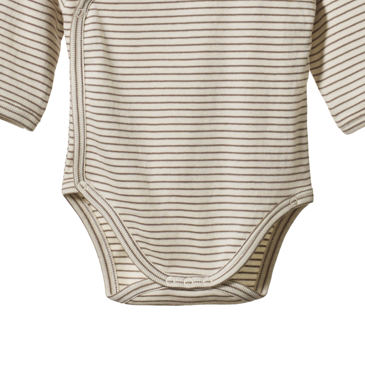 LONG SLEEVE KIMONO BODYSUIT - Mushroom  Pinstripe | Nature Baby