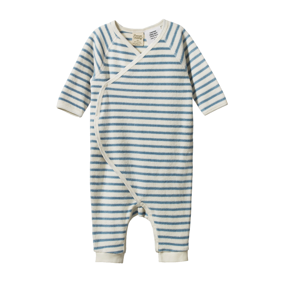 KIMONO STRETCH & GROW TERRY Powder Blue Sailor Stripe | Nature Baby