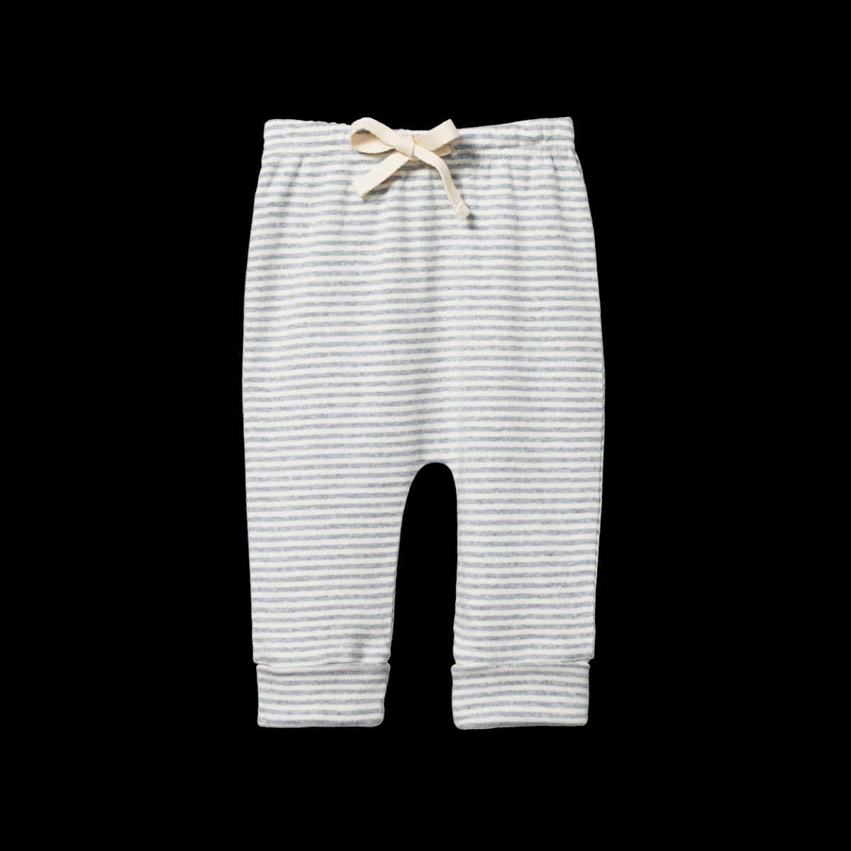 Cotton Drawstring Pants - Grey Marl Stripe | Nature Baby