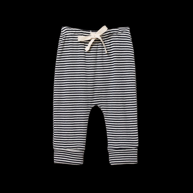 Cotton Drawstring Pants - Navy Stripe |Nature Baby