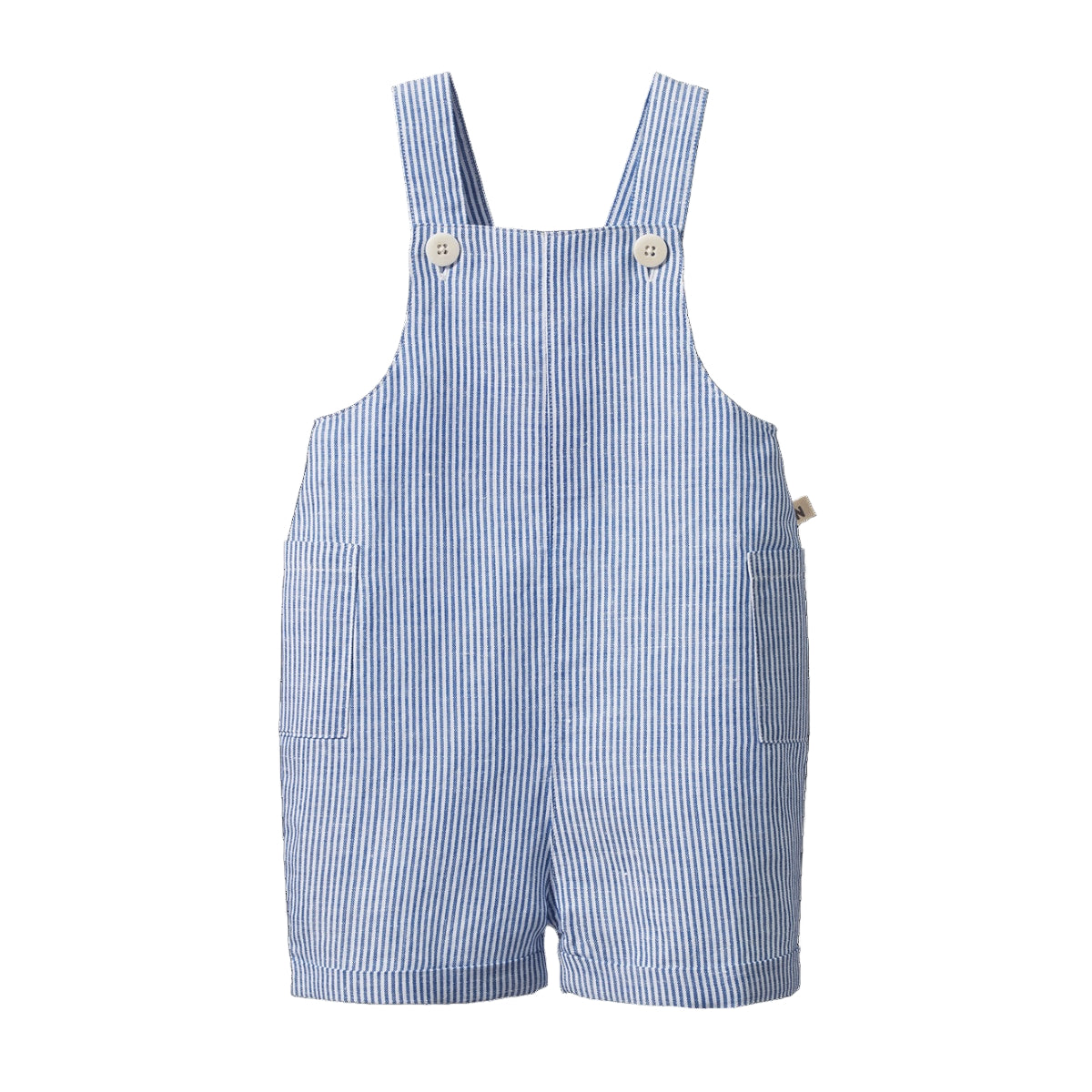 TUCKER SHORTIE OVERALLS LINEN | Blue Stripe | Nature Baby