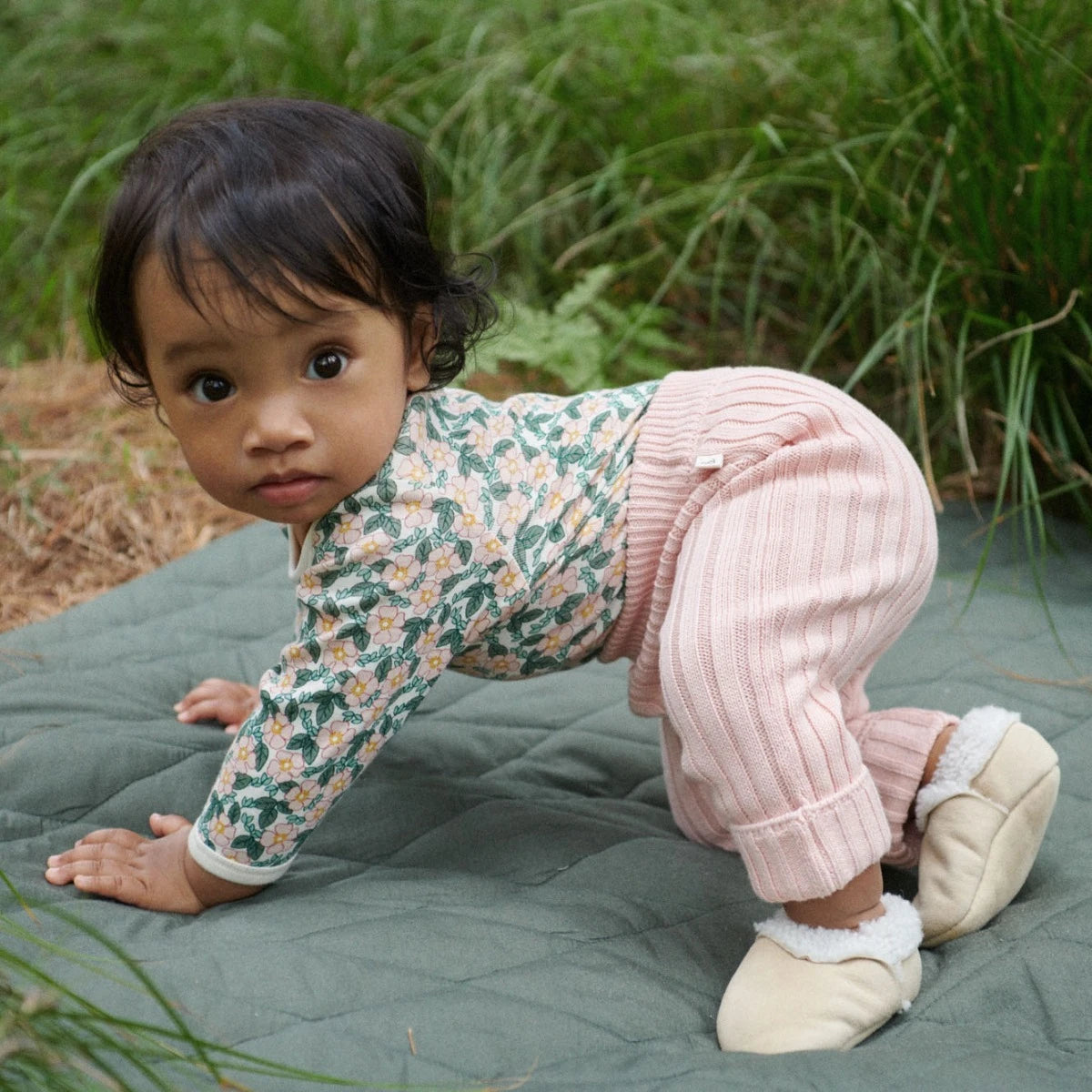 Lou Pants Cotton Knit Rose Bud | Nature Baby