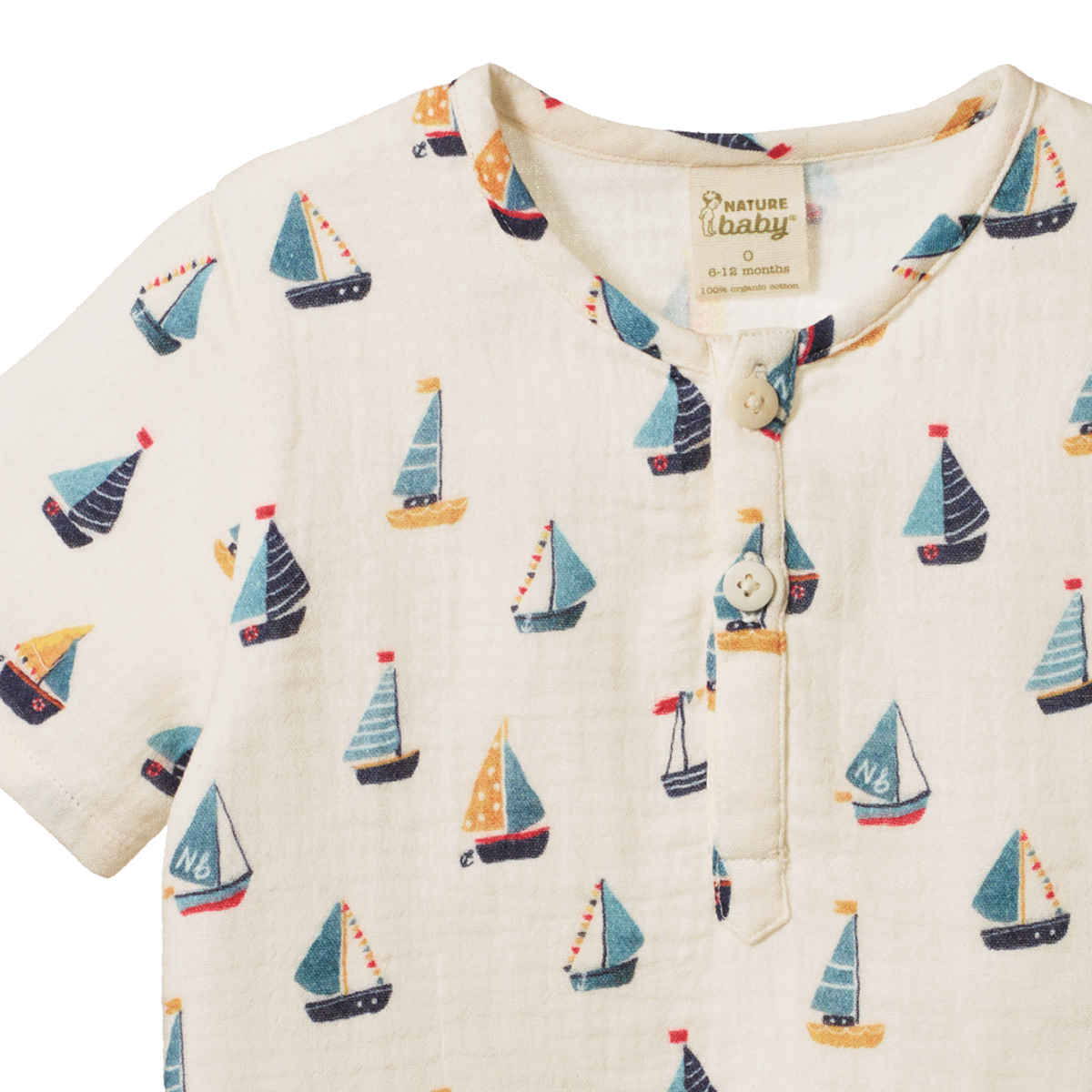 Short Sleeve Caravan Shirt Muslin | Regatta Print | Nature Baby