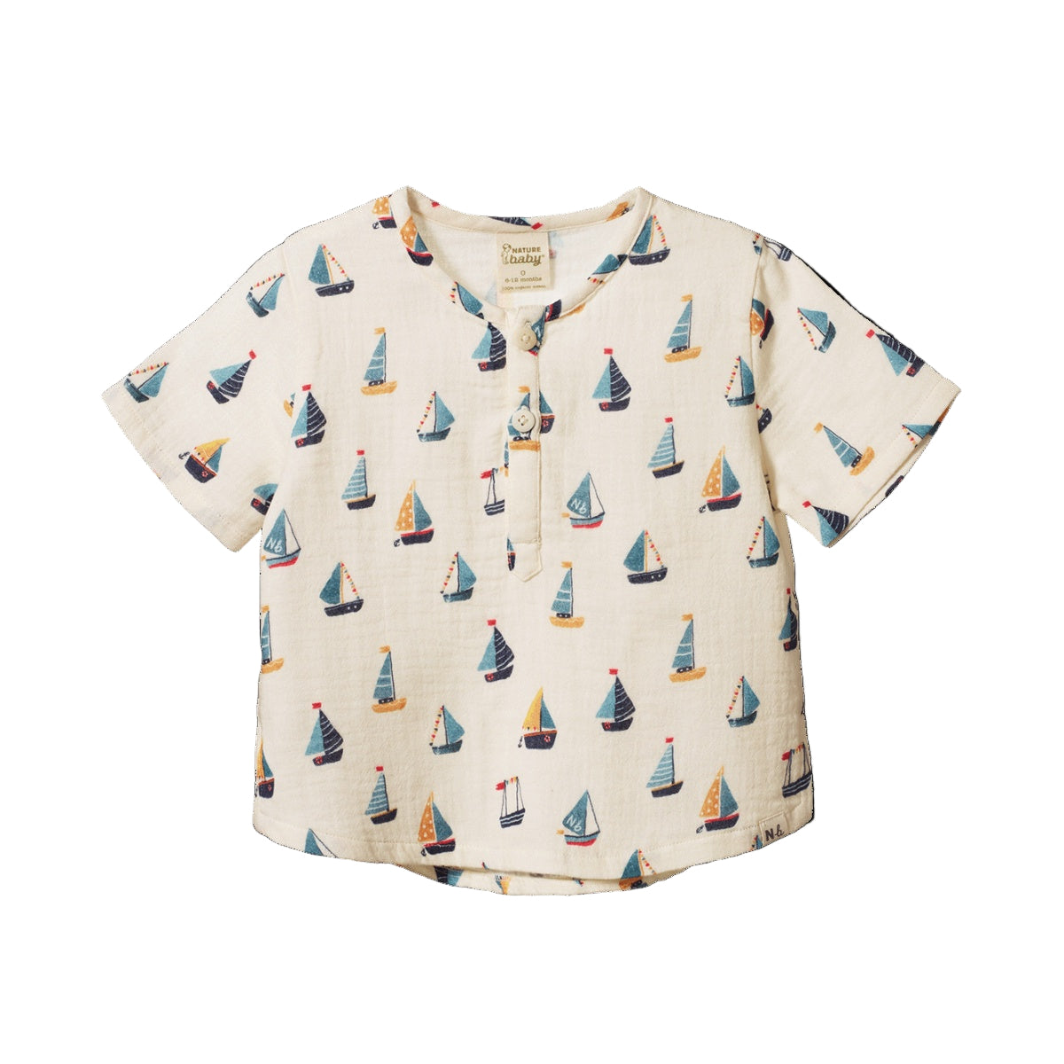 Short Sleeve Caravan Shirt Muslin | Regatta Print | Nature Baby