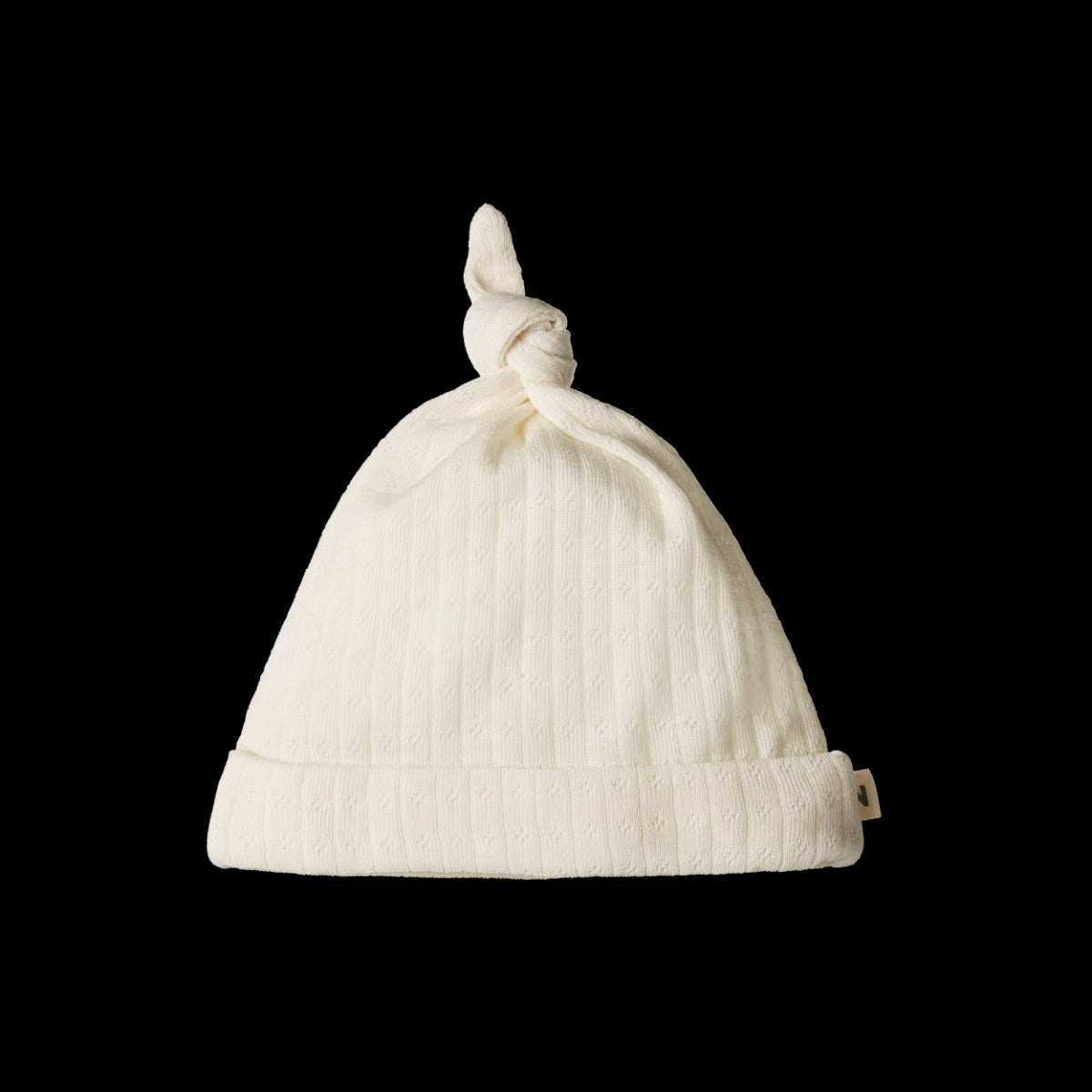 MERINO WOOL KNOTTED BEANIE POINTELLE || Natural | Nature Baby