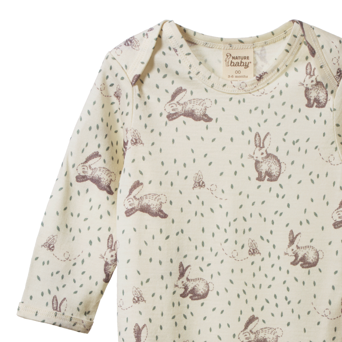 MER ESS L/S Bodysuit Rabbitty Print |Nature Baby