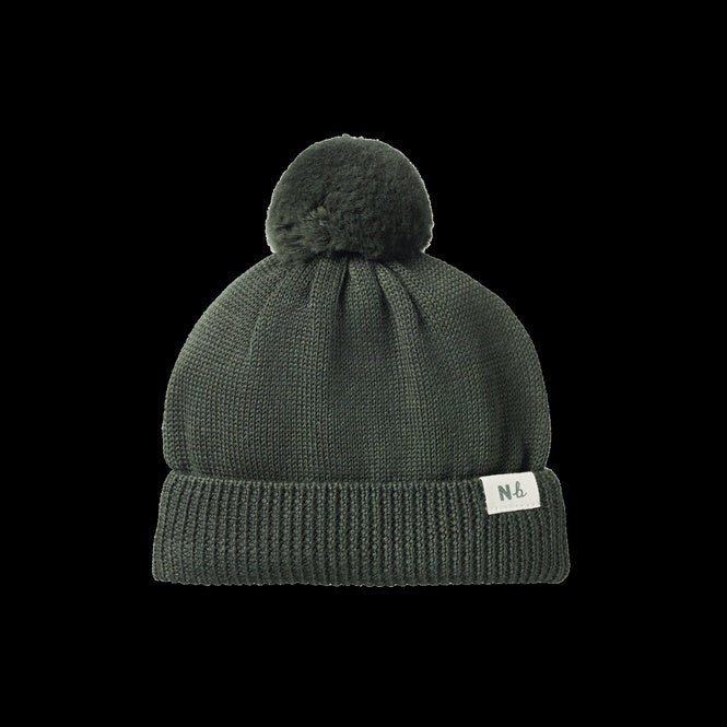 alpine pom pom beanie - thyme | Nature Baby